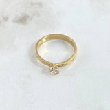 Intermediate Smooth Solitaire Ring 2.7gr / Size 6 / Central White Zircon 18K Yellow Gold ©