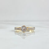 Ring Solitaire Double Row Track 2.55gr / Size 6 3/4 / White Zircons Two 18K Yellow and White Golds