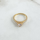 Ring Solitaire Double Row Track 2.55gr / Size 6 3/4 / White Zircons Two 18K Yellow and White Golds