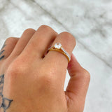 Ring Solitaire Double Row Track 2.55gr / Size 6 3/4 / White Zircons Two 18K Yellow and White Golds
