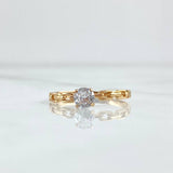 Ring Solitaire Chain 1.55gr / Size 7 1/4 / Central White Zircon Yellow Gold 18K ©