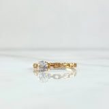 Ring Solitaire Chain 1.55gr / Size 7 1/4 / Central White Zircon Yellow Gold 18K ©