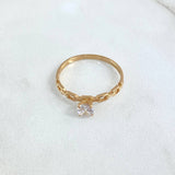 Ring Solitaire Chain 1.55gr / Size 7 1/4 / Central White Zircon Yellow Gold 18K ©