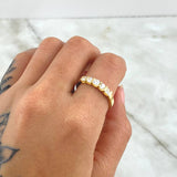 Segmented Line Ring 3.35gr / Size 6 1/2 / White Zircons 18K Yellow Gold