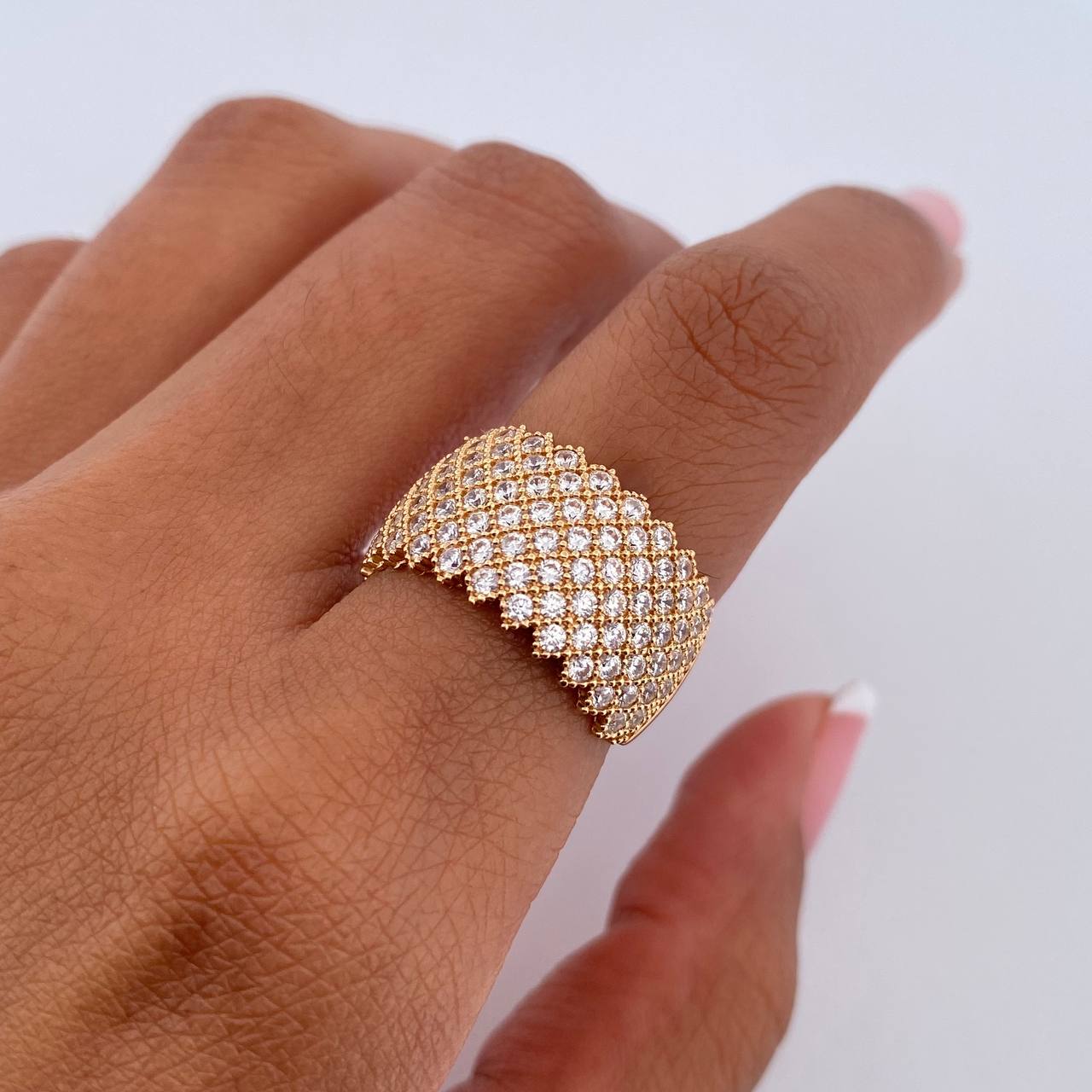 Churumbela Ring Points 5.25gr / T5 1/4 / White Zircons 18K Yellow Gold &