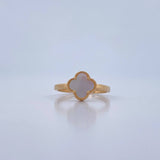 Ring Clover VCyA 1.9gr / Size 6 1/2 / White Mother-of-Pearl 18K Yellow Gold &
