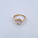 Ring Clover VCyA 1.9gr / Size 6 1/2 / White Mother-of-Pearl 18K Yellow Gold &