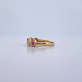Thick Churumbela Ring 2.05gr / Size 6 1/2 / Colored Zircons 18K Yellow Gold &