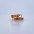 Belt Ring 3.2gr / T7 1/4 / Brown Zircons Two-tone Yellow White 18K &
