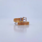 Belt Ring 3.2gr / T7 1/4 / Brown Zircons Two-tone Yellow White 18K &
