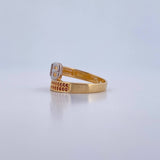 Belt Ring 3.2gr / T7 1/4 / Brown Zircons Two-tone Yellow White 18K &