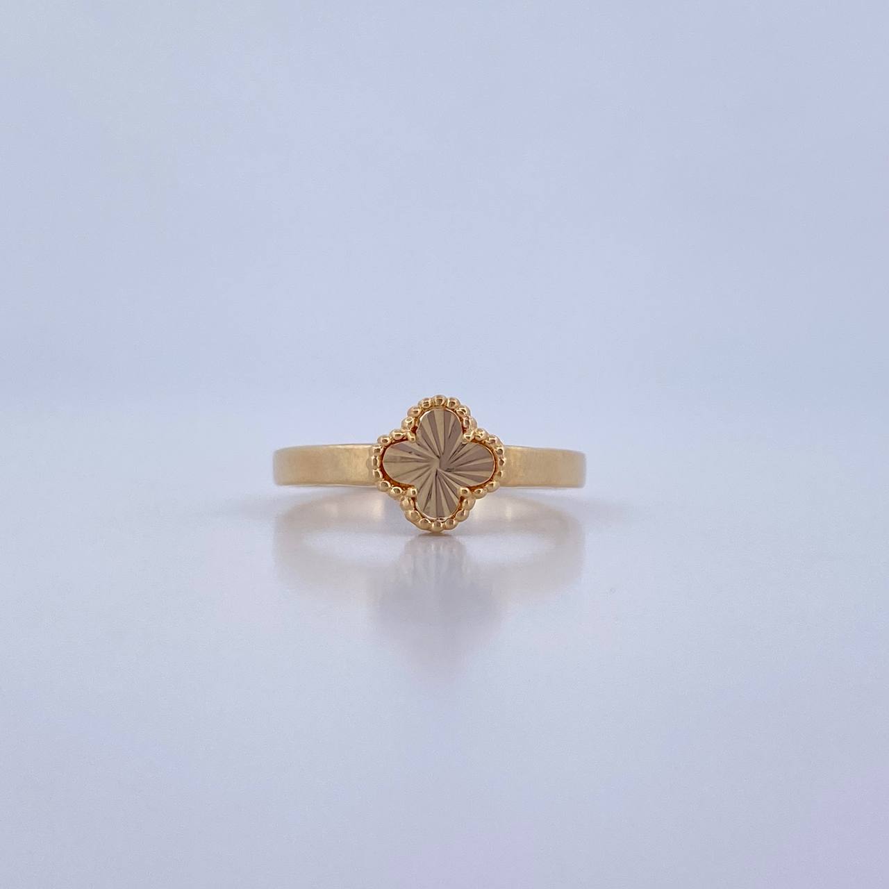 Ring Clover 2.6gr / T7 1/4 / Diamond Cut 18K Yellow Gold &