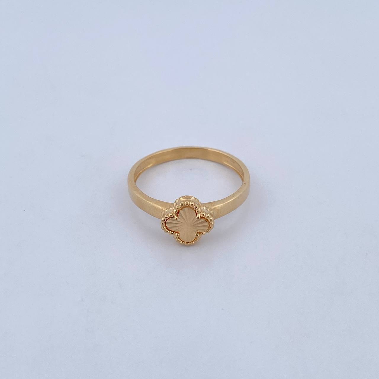 Ring Clover 2.6gr / T7 1/4 / Diamond Cut 18K Yellow Gold &