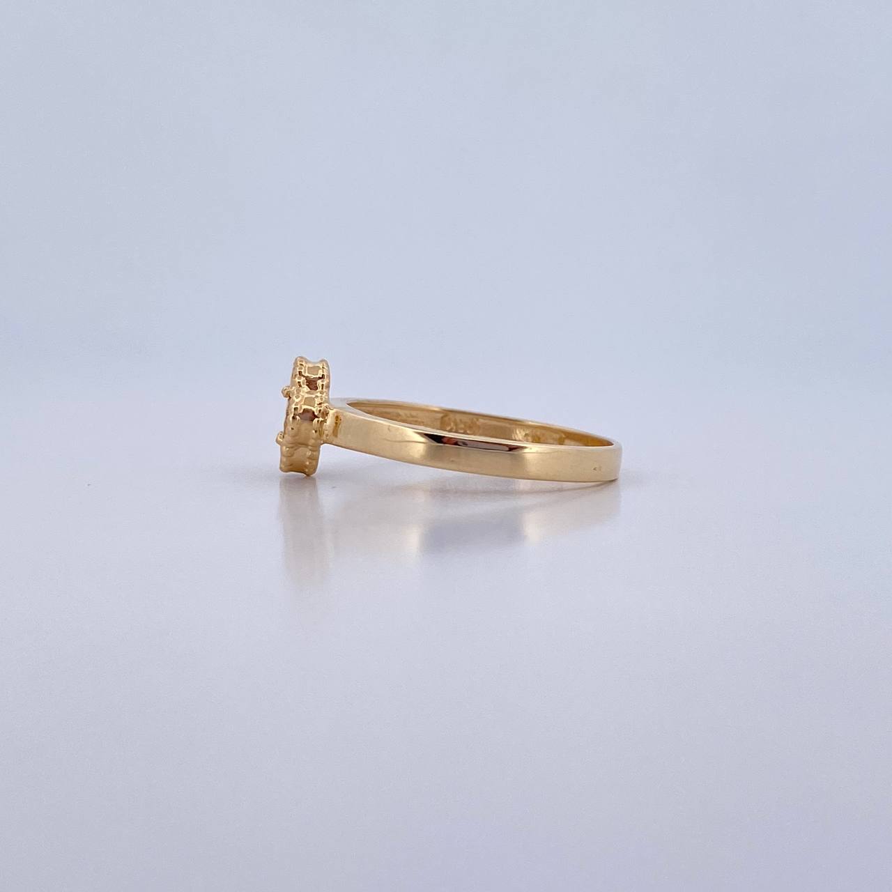 Ring Clover 2.6gr / T7 1/4 / Diamond Cut 18K Yellow Gold &