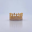 Queen Crown Ring 4.35gr / Size 7 1/4 / White Zircons Two-tone Yellow and White 18K Gold &