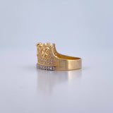 Queen Crown Ring 4.35gr / Size 7 1/4 / White Zircons Two-tone Yellow and White 18K Gold &