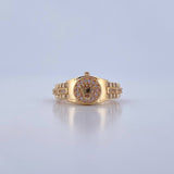 Ring Strap Crown RX 4.1gr / T7 1/2 / White Zircons 18K Yellow Gold &