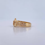 Ring Strap Crown RX 4.1gr / T7 1/2 / White Zircons 18K Yellow Gold &