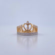 Crown Ring 4.1gr / T6 1/4 / White Zircons Two 18K Yellow and White Golds &