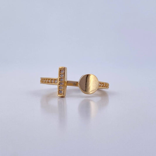 Hug Ring 2.45gr / Size 7 / White Zircons 18K Yellow Gold &