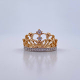 Crown Ring 4.65gr / T6 / White Zircons Two 18K Yellow and White Golds &