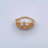 Crown Ring 4.65gr / T6 / White Zircons Two 18K Yellow and White Golds &