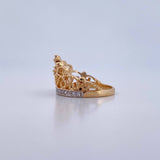 Crown Ring 4.65gr / T6 / White Zircons Two 18K Yellow and White Golds &