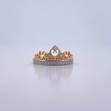 Heart Crown Ring 2.75gr / Size 7 / White Zircons Two-tone 18K Yellow and White Gold &
