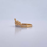 Heart Crown Ring 2.75gr / Size 7 / White Zircons Two-tone 18K Yellow and White Gold &