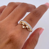 Heart Crown Ring 2.75gr / Size 7 / White Zircons Two-tone 18K Yellow and White Gold &