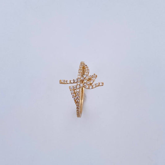 Ring Fe 1.85gr / T7 / White Zircons 18K Yellow Gold &