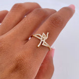 Ring Fe 1.85gr / T7 / White Zircons 18K Yellow Gold &