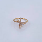 Ring Fe 1.85gr / T7 / White Zircons 18K Yellow Gold &