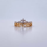Princess Ring 2.9gr / Size 6 1/2 / White Zircons Two 18K Yellow and White Golds &