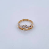 Princess Ring 2.9gr / Size 6 1/2 / White Zircons Two 18K Yellow and White Golds &