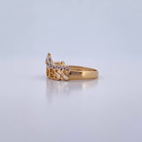 Princess Ring 2.9gr / Size 6 1/2 / White Zircons Two 18K Yellow and White Golds &