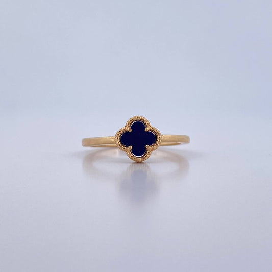 Anillo Trebol 2.45gr / T7 1/4 / Piedra Morada Oro Amarillo 18K &