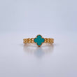 Anillo Trebol Cubano 2.8gr / T6 1/4 / Piedra Aguamarina Oro Amarillo 18K &