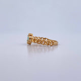 Anillo Trebol Cubano 2.8gr / T6 1/4 / Piedra Aguamarina Oro Amarillo 18K &