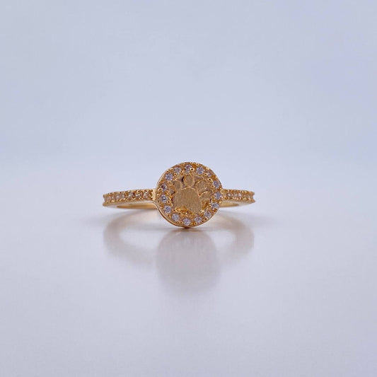 Fingerprint Ring 2.35gr / Size 6 1/4 / White Zircons 18K Yellow Gold &