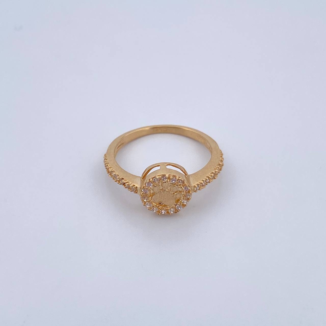 Fingerprint Ring 2.35gr / Size 6 1/4 / White Zircons 18K Yellow Gold &