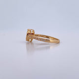 Fingerprint Ring 2.35gr / Size 6 1/4 / White Zircons 18K Yellow Gold &