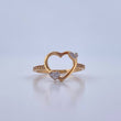 Heart Silhouette Ring 1.7gr / Size 6 3/4 / White Zircons 18K Yellow Gold &