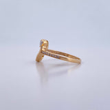 Heart Silhouette Ring 1.7gr / Size 6 3/4 / White Zircons 18K Yellow Gold &