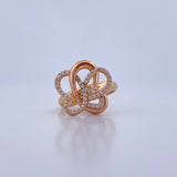 Abstract Butterfly Ring 2.75gr / Size 5 1/4 / White Zircons Two-tone 18K Yellow and Rose Gold &