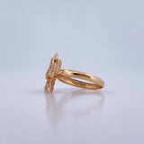 Abstract Butterfly Ring 2.75gr / Size 5 1/4 / White Zircons Two-tone 18K Yellow and Rose Gold &