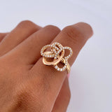 Abstract Butterfly Ring 2.75gr / Size 5 1/4 / White Zircons Two-tone 18K Yellow and Rose Gold &