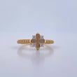 Flower Ring 2.6gr / Size 7 1/4 / White Zircons 18K Yellow Gold &