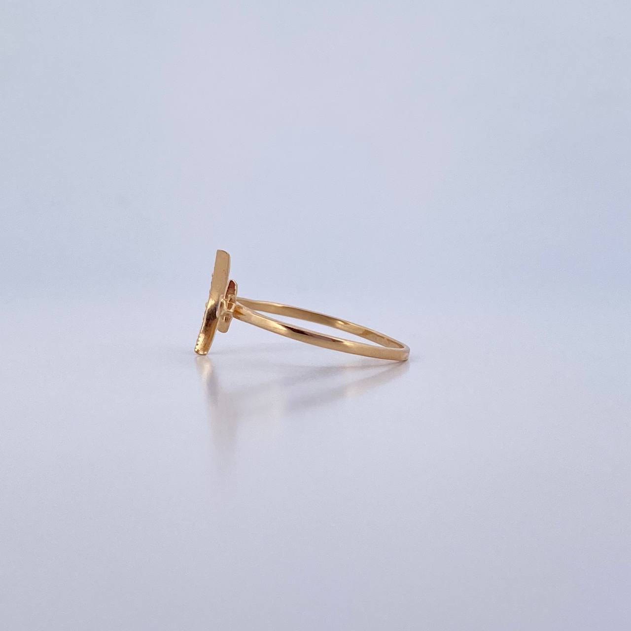 Star and Moon Hug Ring 1.4gr / T7 1/4 / White Zircons 18K Yellow Gold &