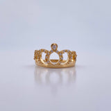 Crown Ring 2.55gr / T6 / White Zircons 18K Yellow Gold &
